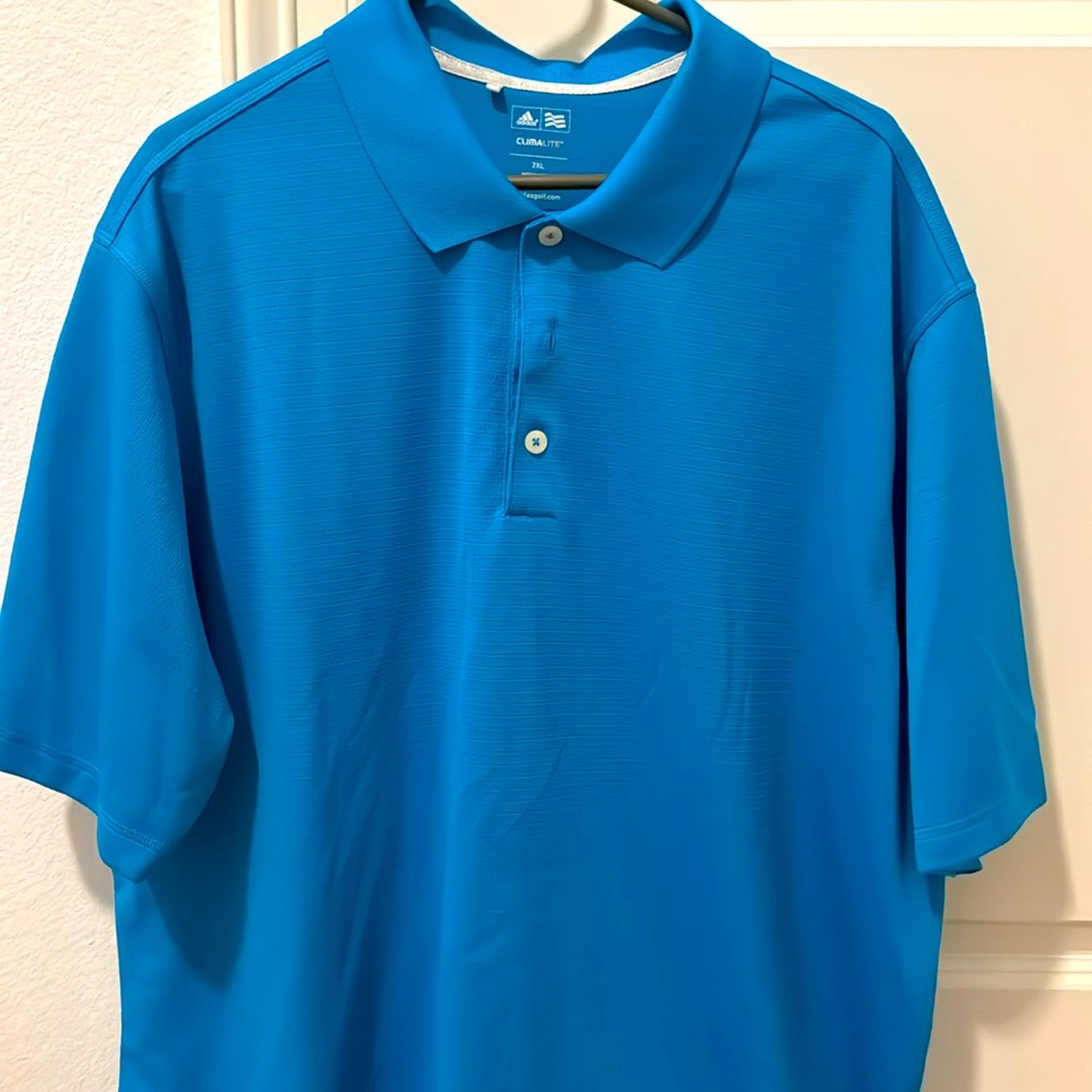 Adidas Golf Shirt 2XL Turquoise Color Dry fit Polo